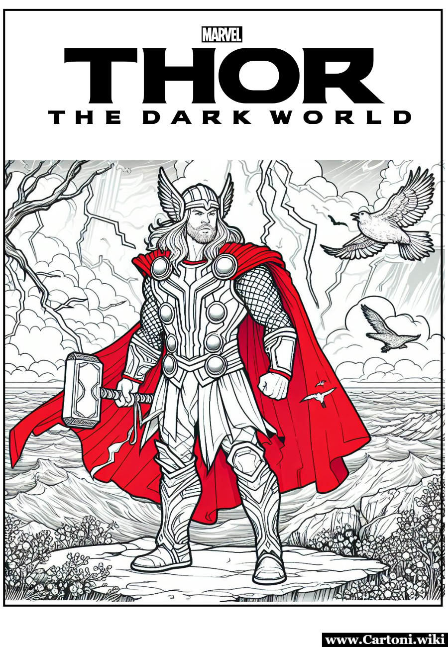 Disegni da colorare di Thor Disegno da colorare di Thor con il suo mantello rosso. Stampa e colora i disegni per bambini degli avengers. - Immagini gratis