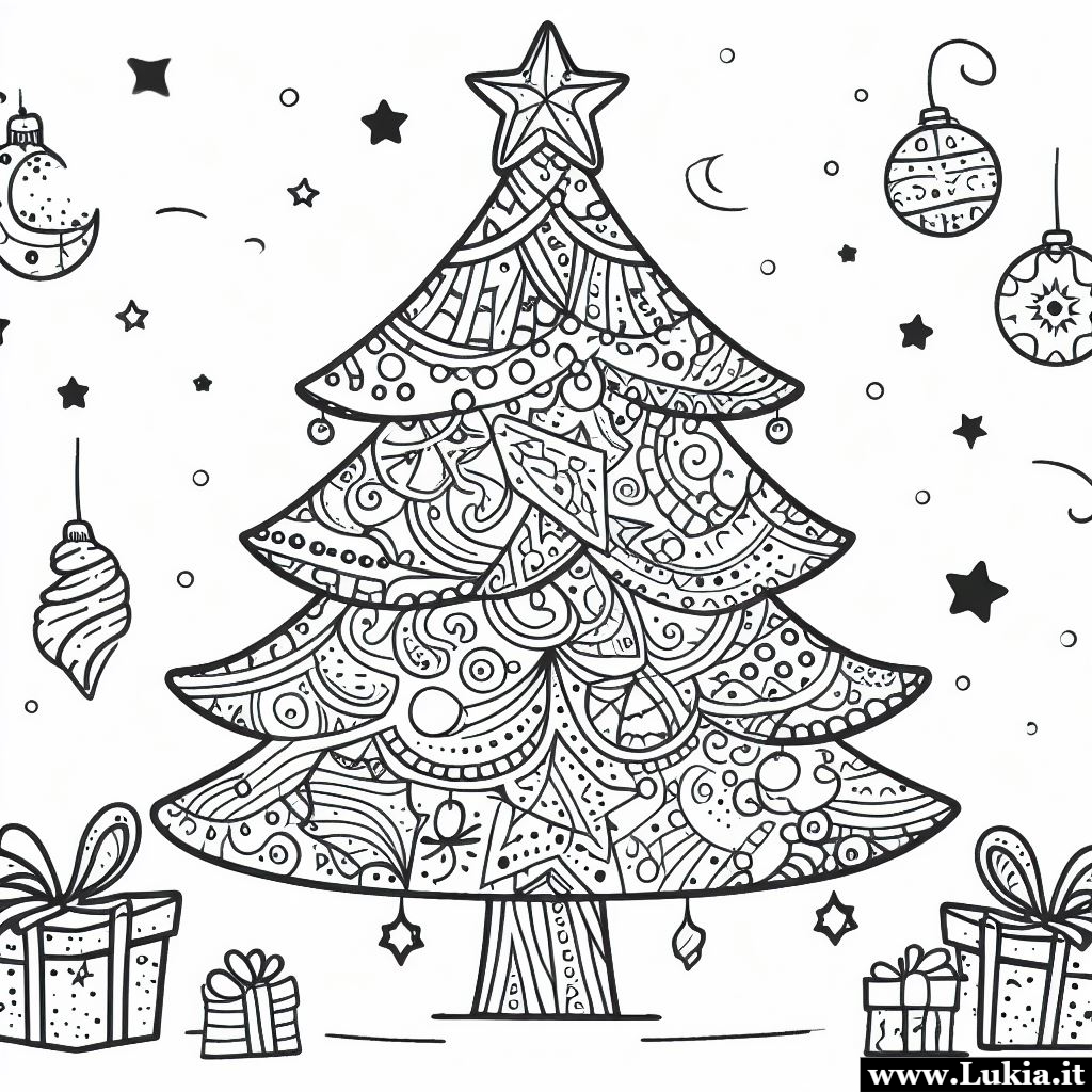Disegni da colorare alberi di Natale mandala - Stampa gratis disegno da colorare per bambini e adulti