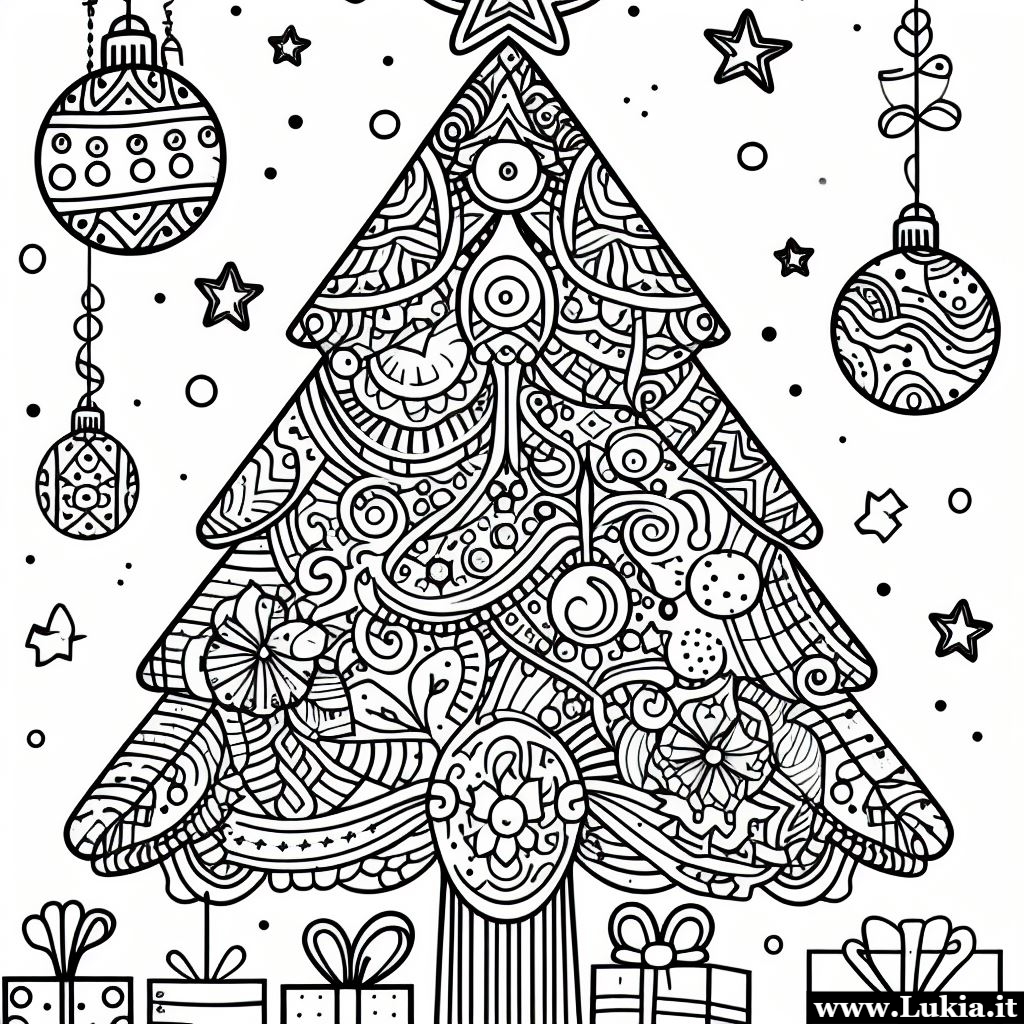 Immagini da colorare alberi di Natale - Stampa gratis disegno da colorare
