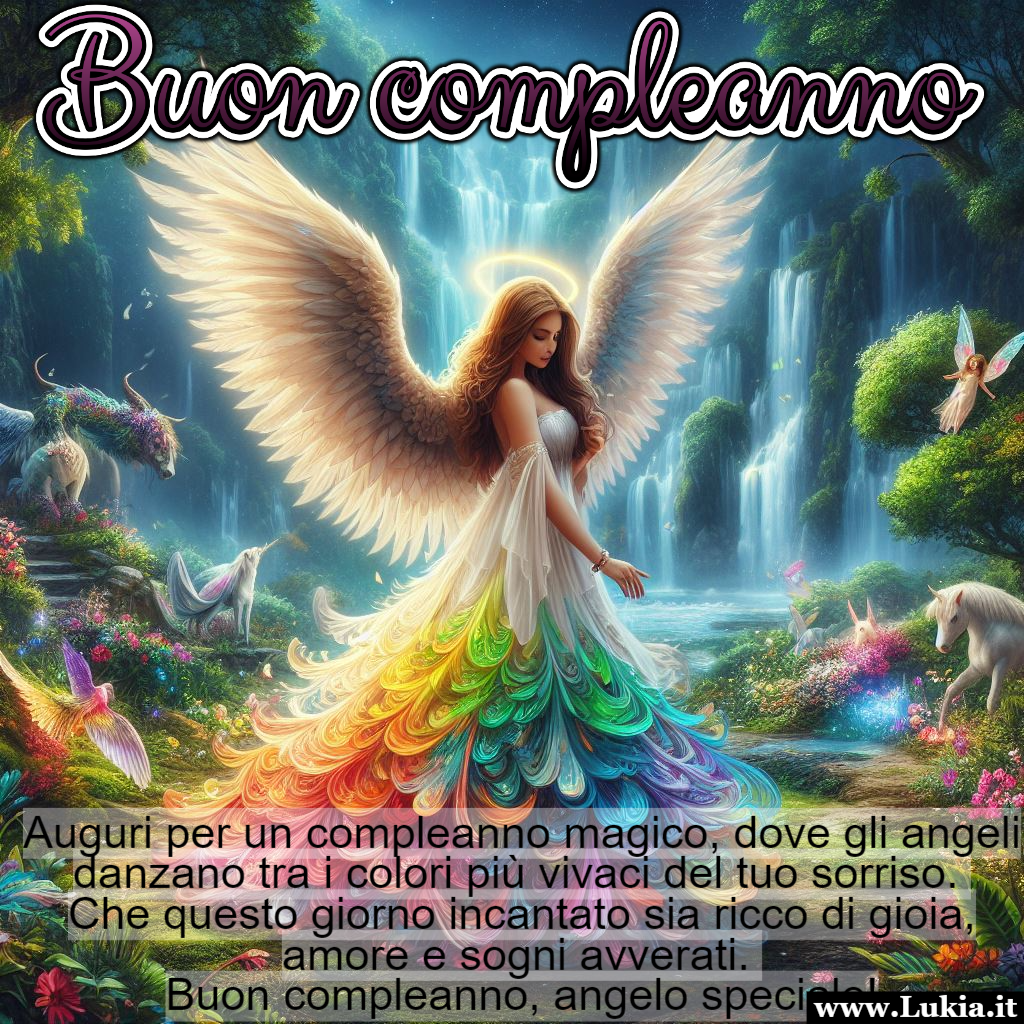 Buon Compleanno Magico: Dove gli Angeli Danzano tra i Colori Vivaci del Sorriso