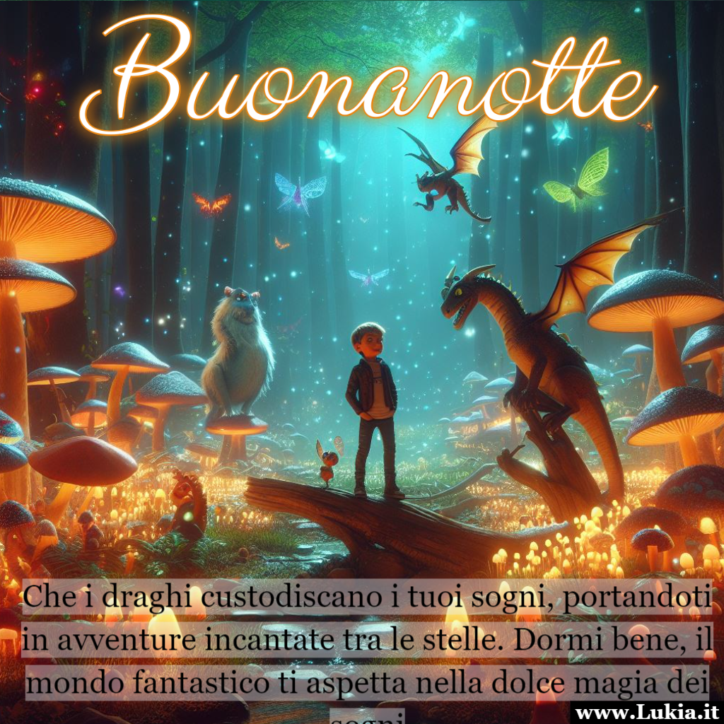 Buonanotte con un mondo incantato tra Draghi e Stelle Buonanotte, piccolo esploratore! Che il dolce canto delle stelle e il calore dei draghi ti accompagnino nei tuoi sogni pi incantati. In questo mondo fantastico, ogni notte  una promessa di avventure straordinarie e di emozioni senza fine. Dormi bene, perch il tuo cuore  il capitano di questo viaggio senza fine tra le stelle e i draghi.  - Immagini gratis