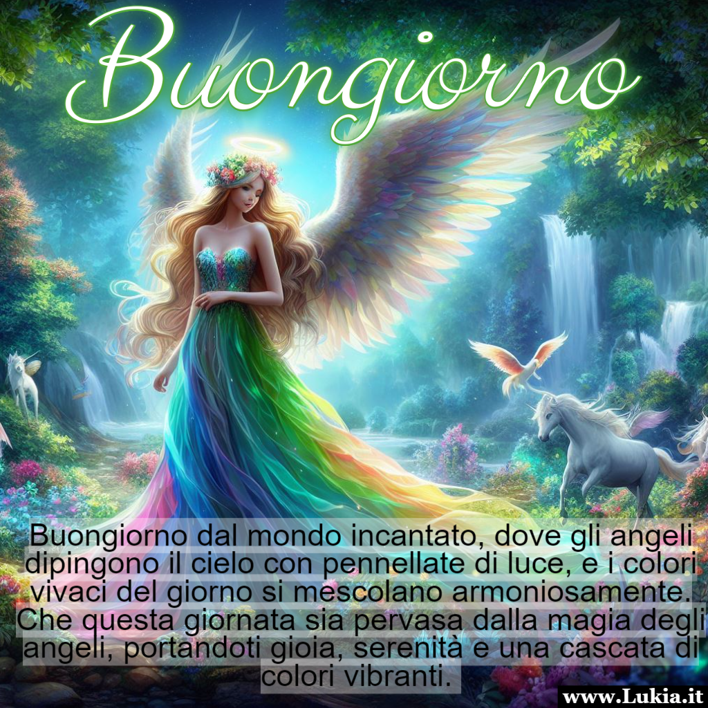 Buongiorno dal mondo incantato degli angeli Buongiorno nel tuo mondo incantato! Che questa giornata sia un viaggio attraverso il paradiso personale che hai creato, dove gli angeli dipingono il cielo e i colori vibranti fanno danzare la tua anima. Che tu possa vivere ogni istante con la consapevolezza della magia che ti circonda. Buongiorno nel tuo angolo di paradiso, dove la bellezza e la serenit sono il tuo costante compagno di viaggio! - Immagini gratis