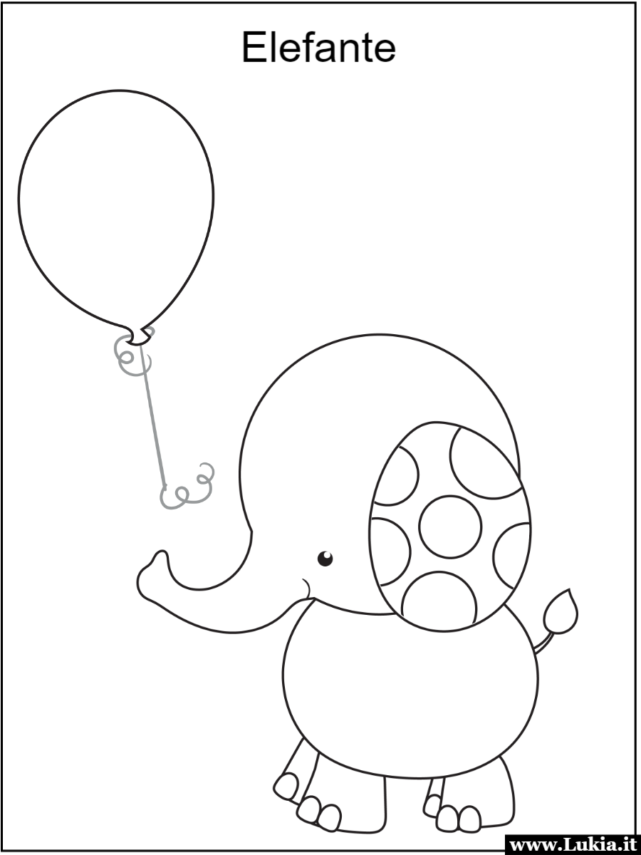 Colora il disegno di un tenero elefante  - Immagini gratis