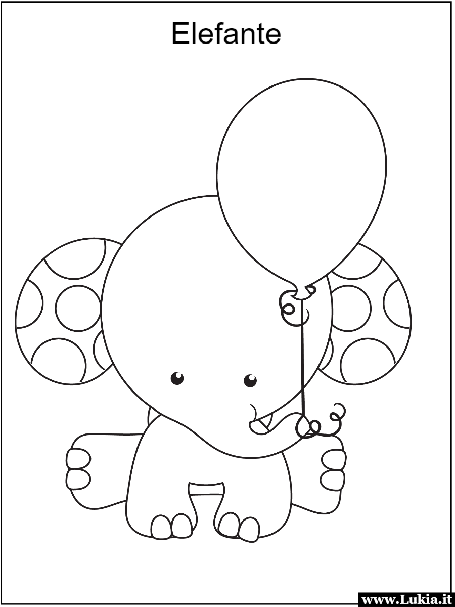 Un Elefantino Tenero e il Suo Palloncino: Disegno da Colorare per Piccoli Artisti Disegno da colorare di un tenero elefante con un palloncino per bambini della scuola dell'infanzia da stampare gratis e far divertire i piccoli artisti - Immagini gratis