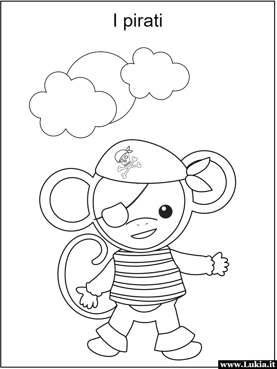 Disegno da colorare scimmietta pirata Disegni da colorare di una tenera scimmietta pirata con la sua benda sull'occhio destro. Stampa e colora gratis. - Immagini gratis