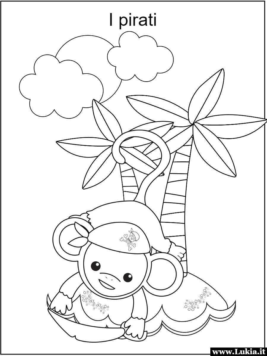 Stampa e colora una tenera scimmietta Disegni da colorare di scimmie pirata per bambini dell'età dell'infanzia quindi semplici e e che permettono l'utilizzo di pochi colori - Immagini gratis