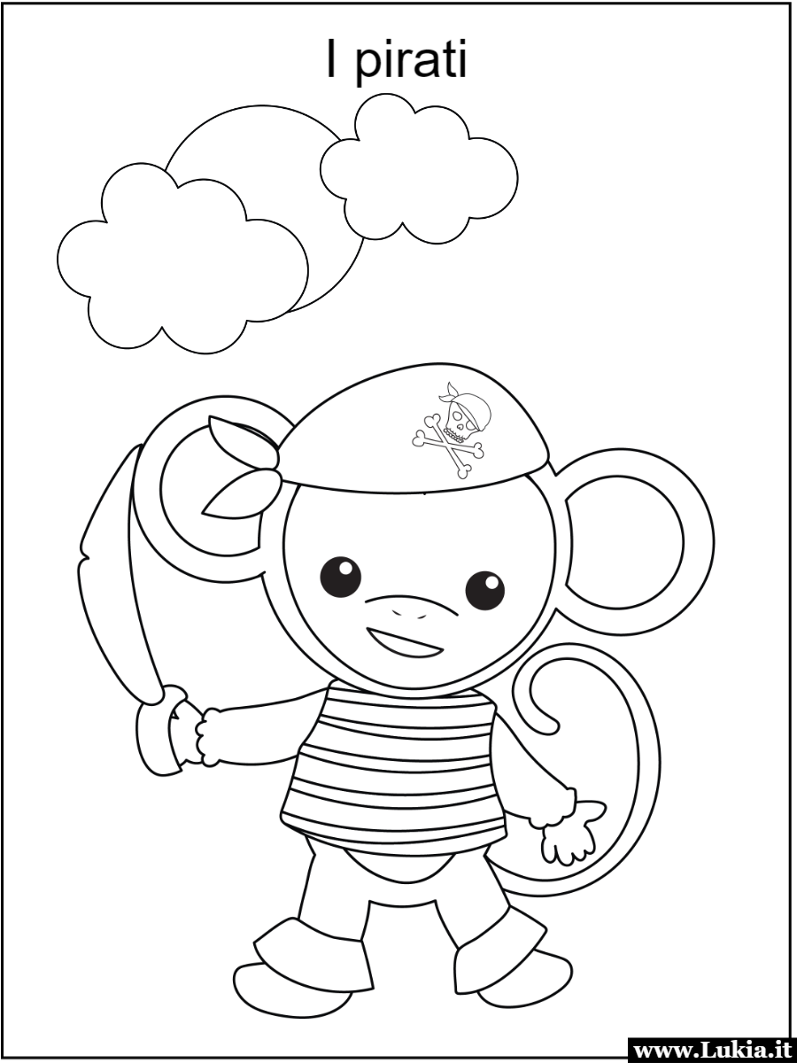 Avventure Colorate con la Scimmietta Pirata: Disegno da Stampare e Colorare Disegni da colorare per bambini della scuola dell'infanzia con delle tenere scimmiette nel mondo dei pirati - Immagini gratis