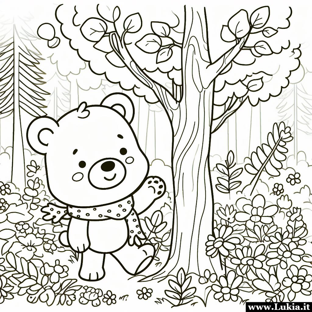 Disegni da colorare orsi - stampa e colora orso nel bosco