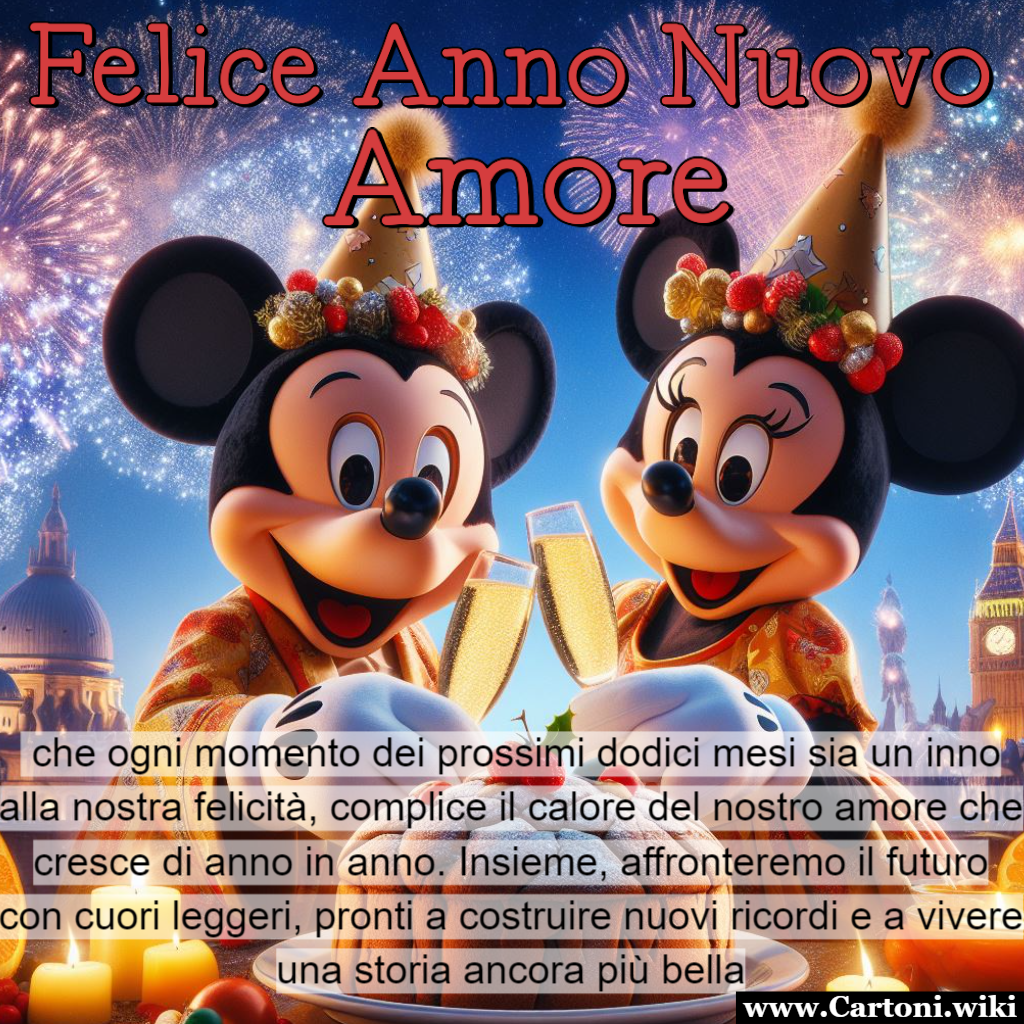 Felice anno nuovo Amore con Topolino e Minnie