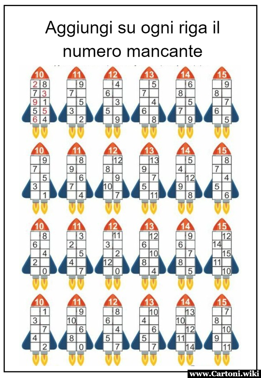 Missili Matematici: Trova il Numero Mancante Imbarcatevi in una missione matematica emozionante con la nostra nuova scheda didattica interattiva: 