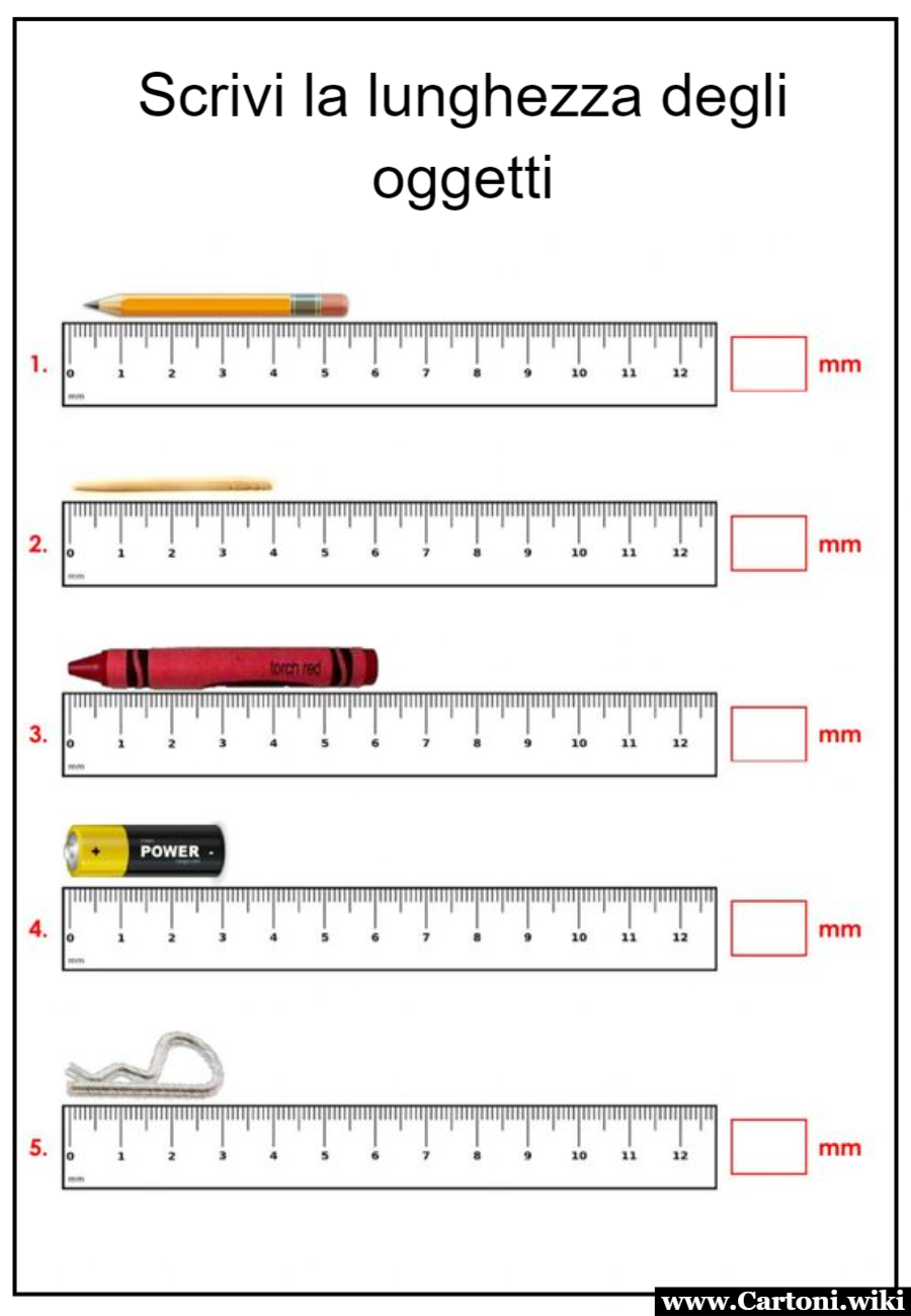 Dalla Teoria alla Pratica: Schede Didattiche per Imparare a Misurare Esercizi di misura degli oggetti per bambini della scuola primaria classe seconda e terza da stampare gratis. - Immagini gratis