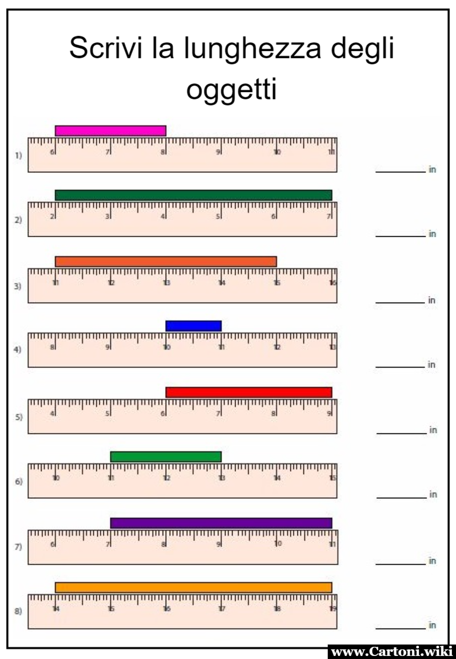 Misurare Divertendosi: Schede Didattiche per Esplorare le Lunghezze Misura la lunghezza degli oggetti: semplice esercizio per imparare a misurare le lunghezze per bambini della scuola primaria da stampare gratis - Immagini gratis