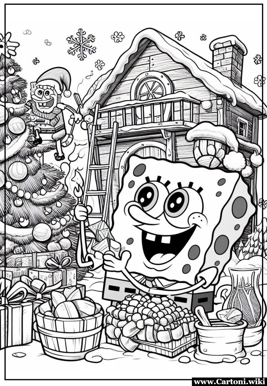 SpongeBob SquarePants e l'Albero di Natale da Sogno: Disegni da Colorare Gratis!