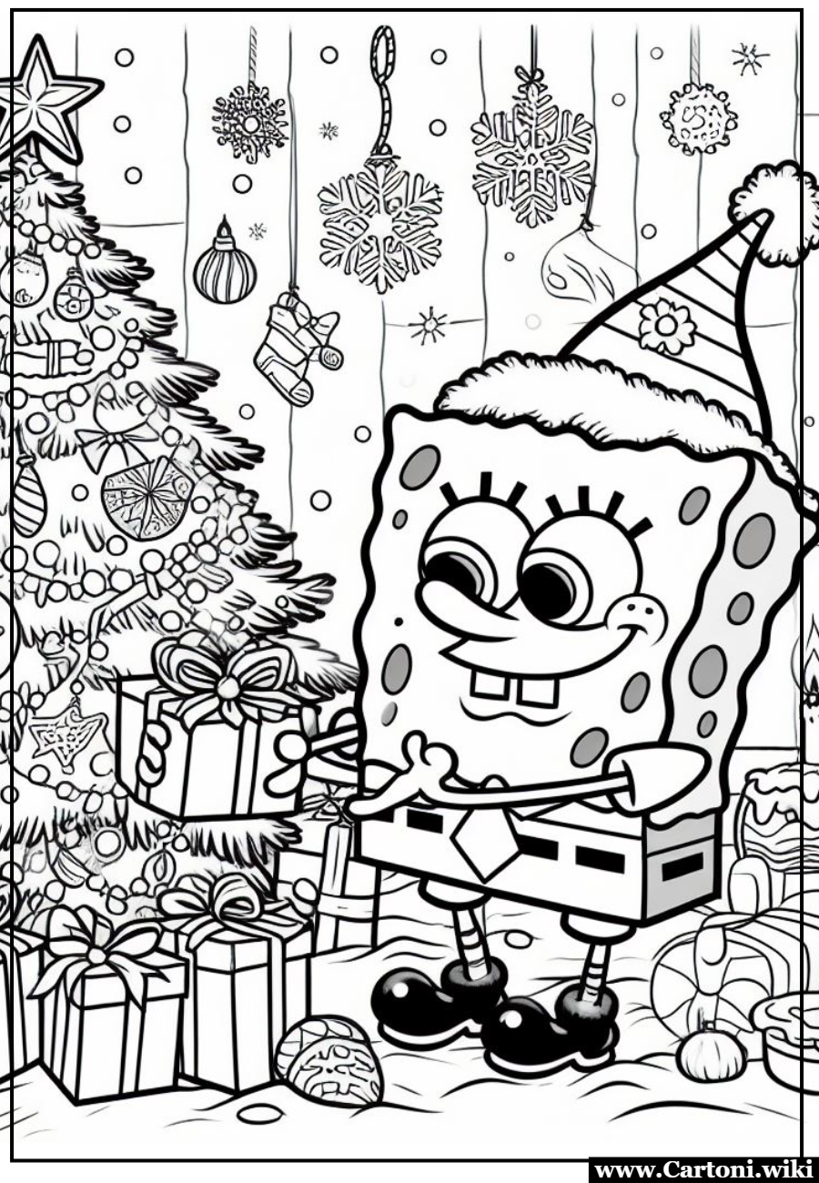 SpongeBob e il Suo Albero di Natale da Colorare: Stampa Gratis e Divertiti! Immagini  di Spongebob che prepara il suo albero di Natale da  stampare gratis e far colorare ai bambini - Immagini gratis