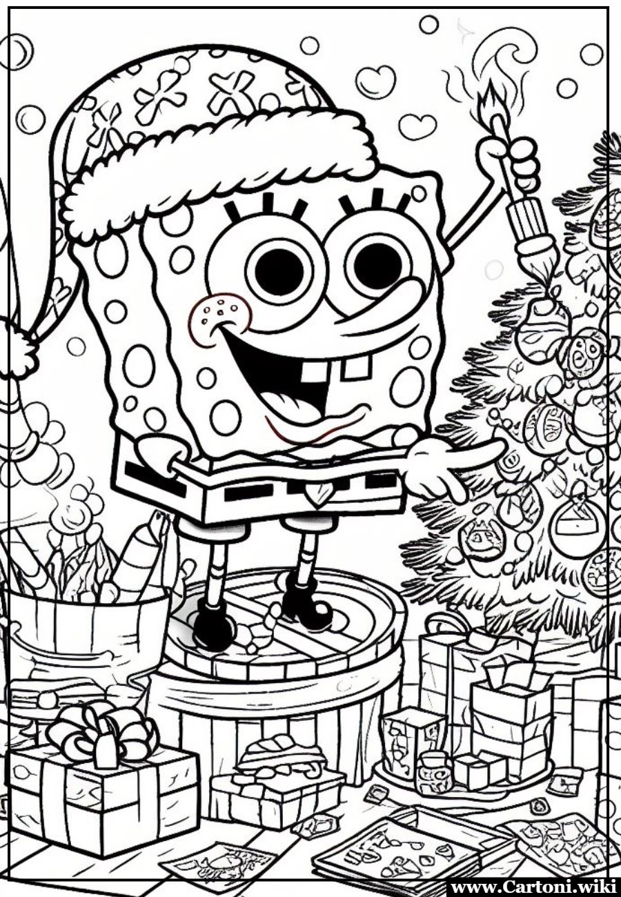 Disegni da colorare Spongebob e albero di Natale Stampa e colora gratis i disegni e le immagini di Spongebob  mentre è alle prese con il suo albero di Natale. Divertenti disegni per bambini con il simpatico Spongebob. - Immagini gratis