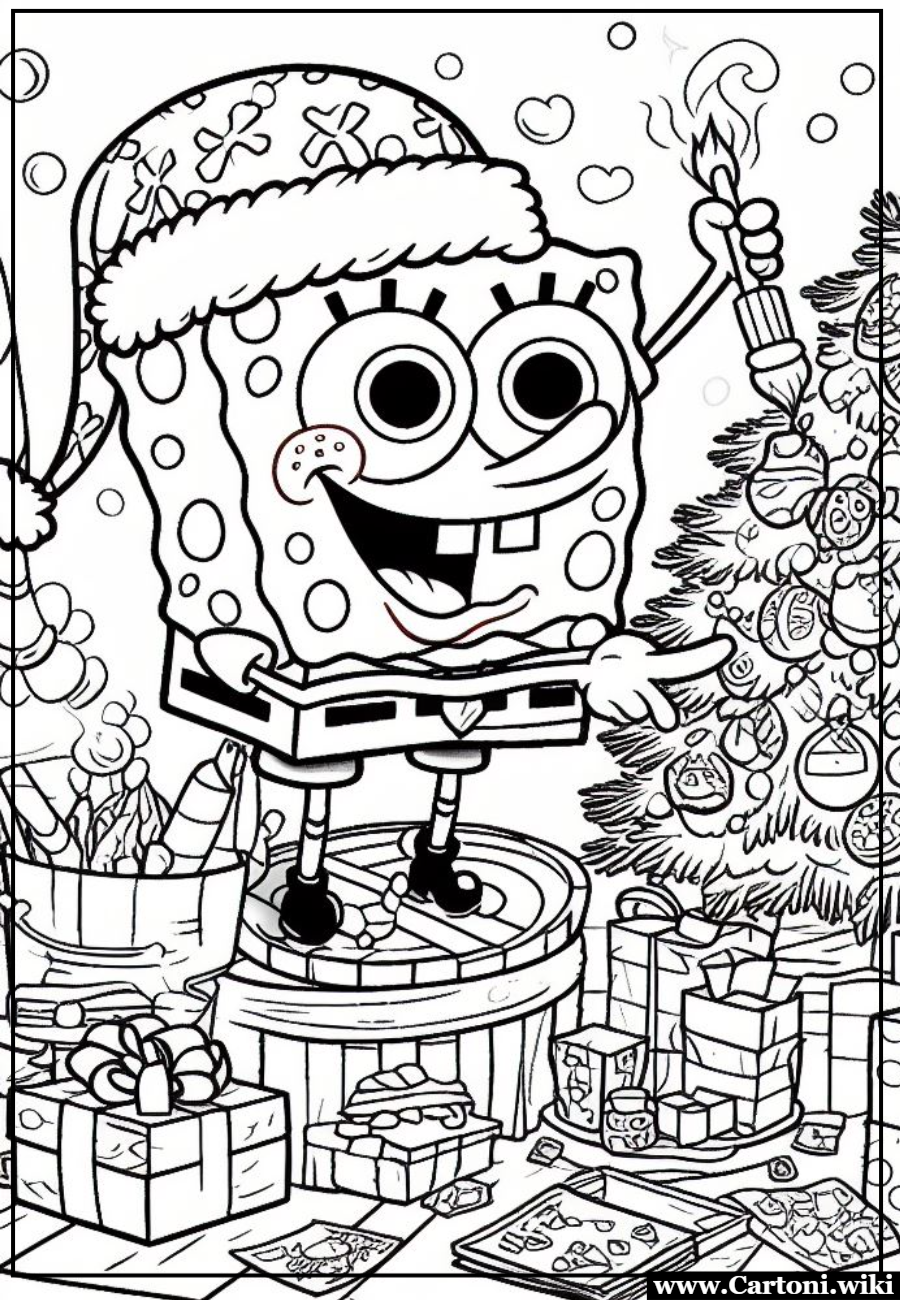 Disegni da colorare Spongebob e albero di Natale Stampa e colora gratis i disegni e le immagini di Spongebob  mentre  alle prese con il suo albero di Natale. Divertenti disegni per bambini con il simpatico Spongebob. - Immagini gratis