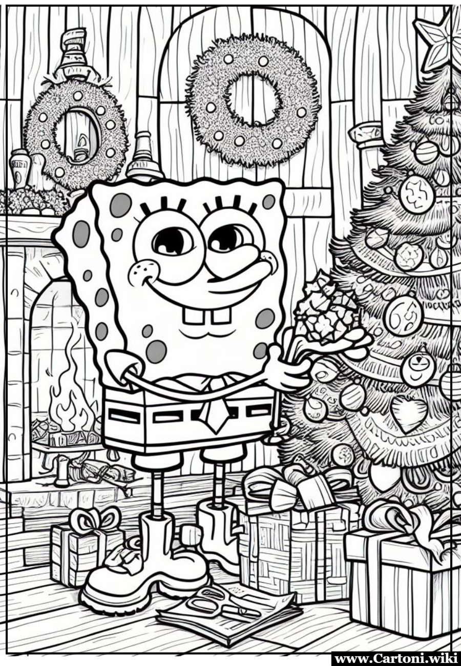 SpongeBob e l'Albero Magico: Disegni da Colorare da Stampare Gratis per il Natale!