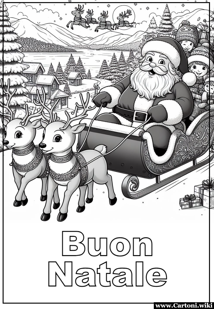 La Magia del Natale: Disegni da Colorare di Babbo Natale sulla Slitta per un Momento di Pura Gioia! Immagini Babbo Natale sulla sua slitta da stampare e far colorare ai bambini nei giorni di festa quando si respira l'aria natalazia - Immagini gratis