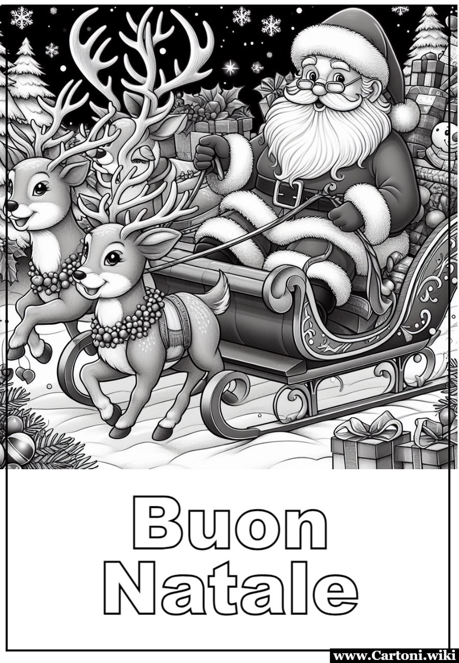 Babbo Natale e la Slitta delle Meraviglie: Disegni da Colorare per una Festa di Creativit Natalizia! Disegni da colorare di Babbo Natale sulla slitta con le sue amiche e compagne di viaggio renne. Stampa gratis - Immagini gratis