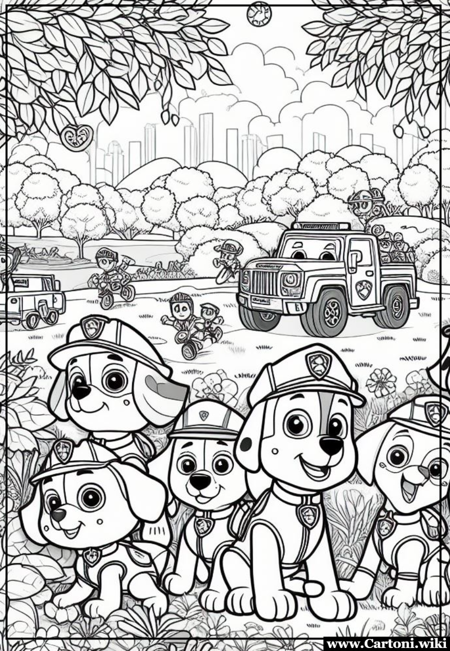 Creativit in Azione: Disegni da Colorare dei Paw Patrol da Stampare! Immagini Paw Patrol da stampare e colorare per bambini appassionati di questi cuccioli del cartone animato Paw Patrol - Immagini gratis