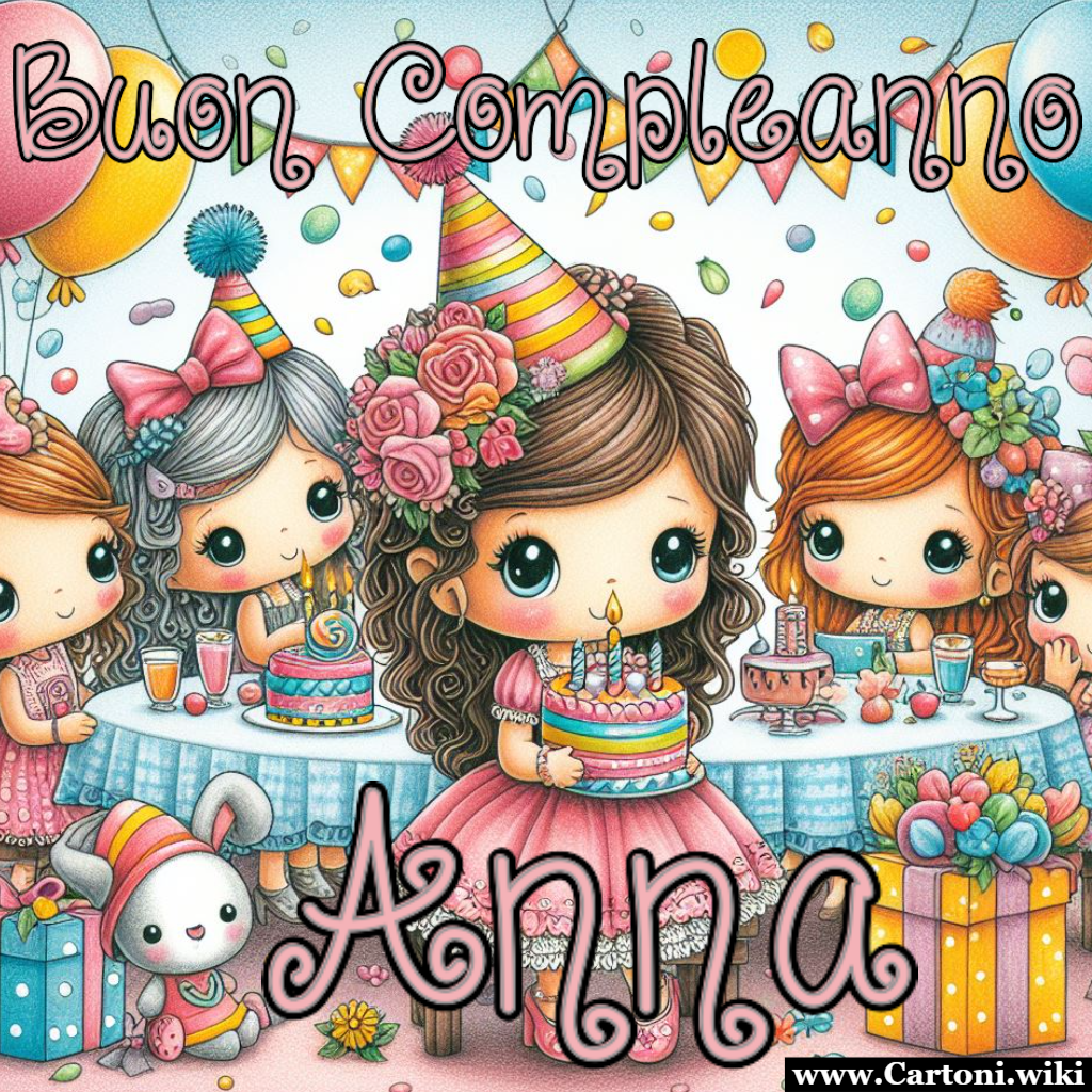 Buon Compleanno Anna: Una Torta di Sorrisi e Felicit Buon compleanno Anna tanti auguri per questo giorno che spero sia speciale e indimenticabile. Stampa gratis questo biglietto di auguri dedicato ad una persona di nome Anna. - Immagini gratis