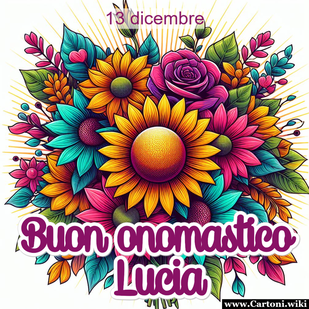 Buon onomastico Lucia questi fiori sono per te Auguri buon onomastico Lucia questi fiori sono per te. Un immagine per inviare un pensiero di auguri alle persone che si chiamano Lucia - Immagini gratis