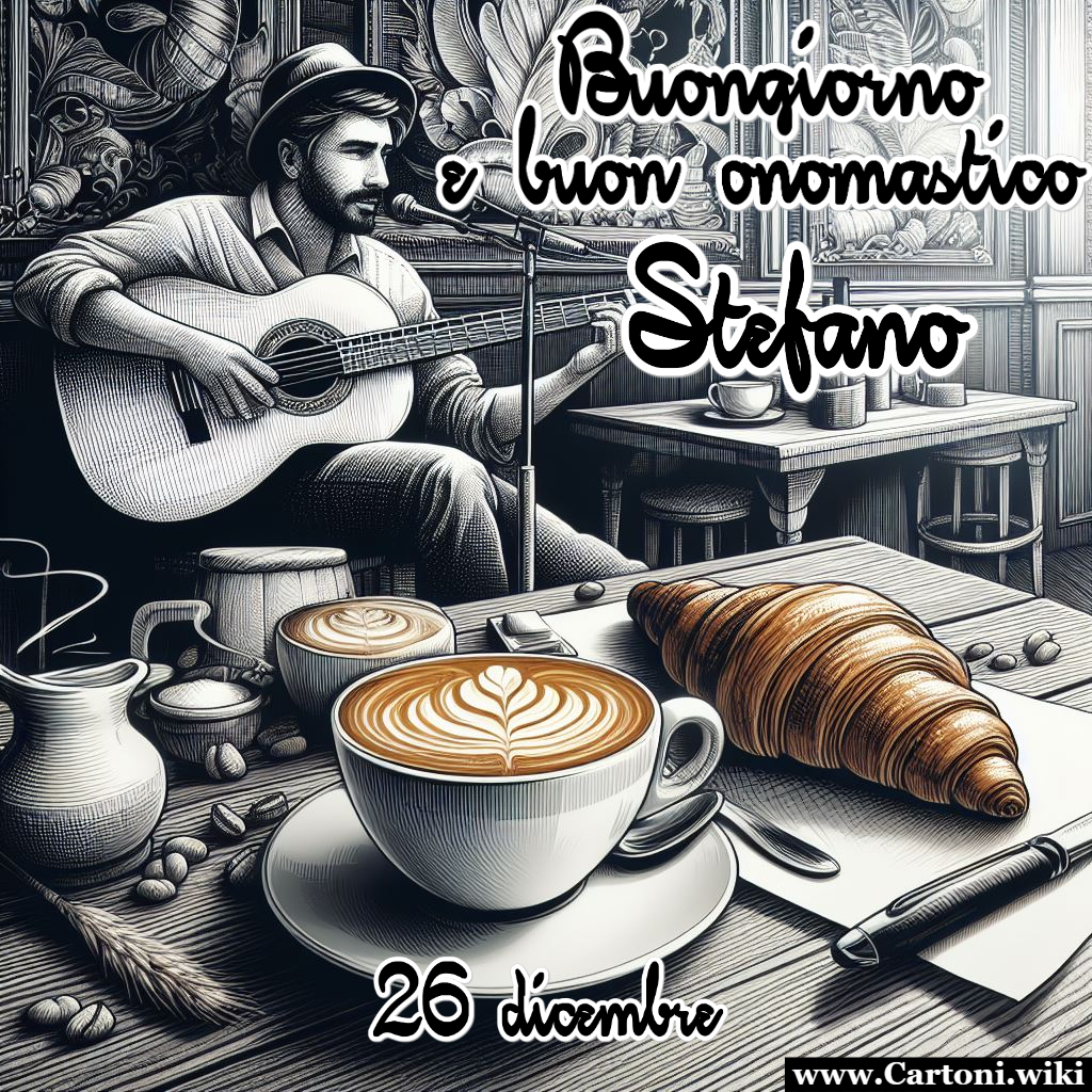 Buongiorno e buon onomastico Stefano Auguri di buon onomastico Stefano questo biglietto di auguri  per te. Immagine buon onomastico Stefano da condividere con le persone che portano questo nome il 26 dicembre. - Immagini gratis