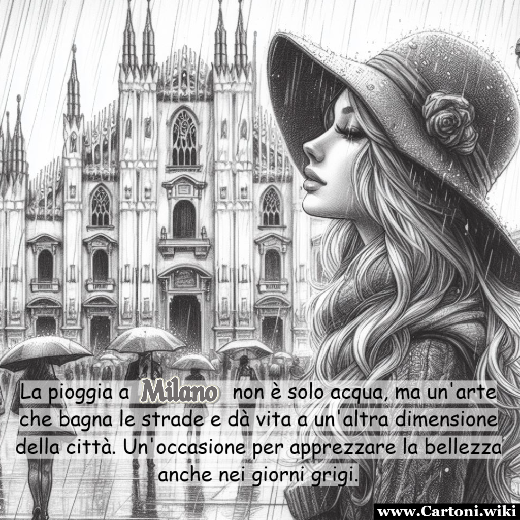 Frasi su Milano sotto la pioggia La pioggia a Milano non  solo acqua, ma un'arte che bagna le strade e d vita a un'altra dimensione della citt. Un'occasione per apprezzare la bellezza anche nei giorni grigi. - Immagini gratis