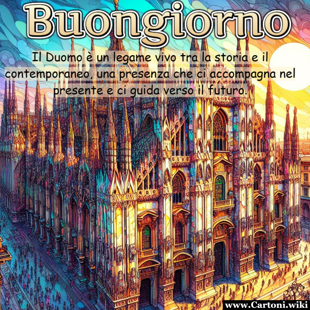 Buongiorno dal Duomo di Milano Il Duomo di Milano  un legame vivo tra la storia e il contemporaneo, una presenza che ci accompagna nel presente e ci guida verso il futuro. Le frasi di Buongiorno con il Duomo di Milano - Immagini gratis