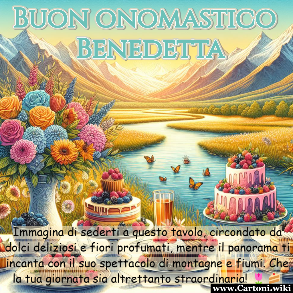 Buon onomastico Benedetta ti auguro una giornata straordinaria