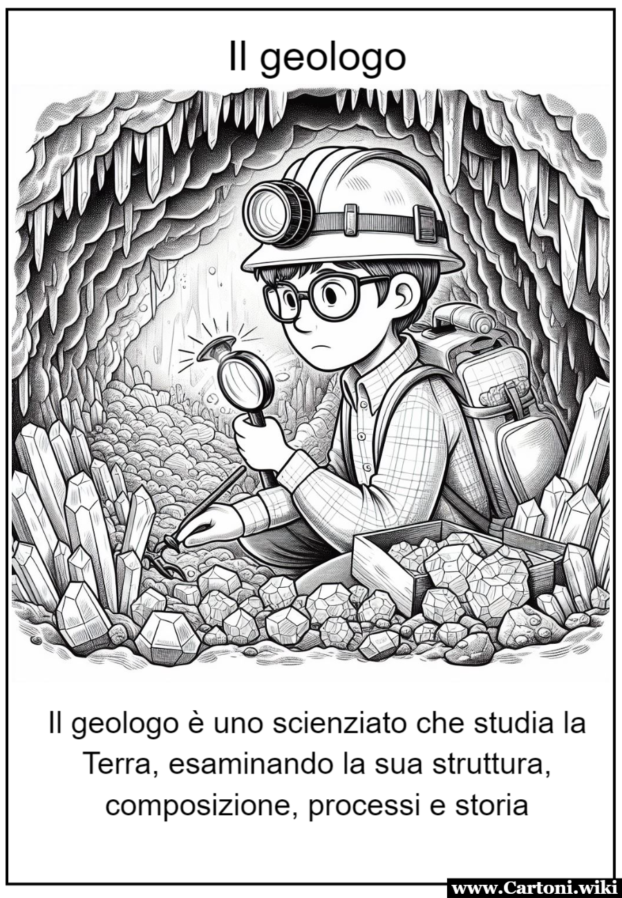 Cosa fa il geologo Scopri cosa fa il geologo colorando questo disegno e spiegando cosa sta facendo durante il suo lavoro questo geologo. - Immagini gratis