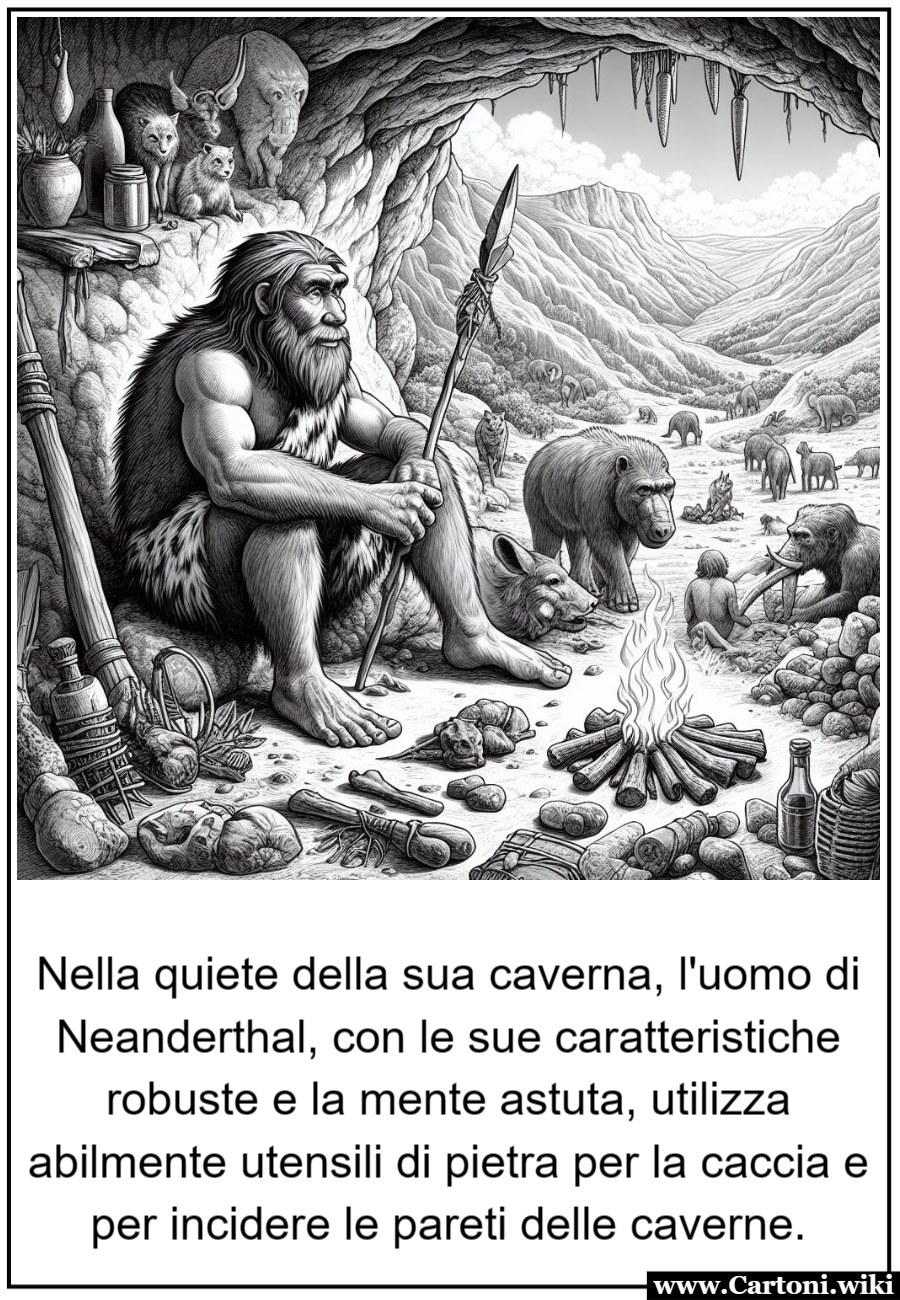 Alla Scoperta dell'Uomo di Neanderthal: Un Viaggio nella Sua Caverna Questo disegno dell'uomo di Neanderthal è un'opportunità di viaggio nel tempo, dove il passato e il presente si intrecciano attraverso il potere dell'arte e della cultura dell'uomo di Neanderthal. - Immagini gratis