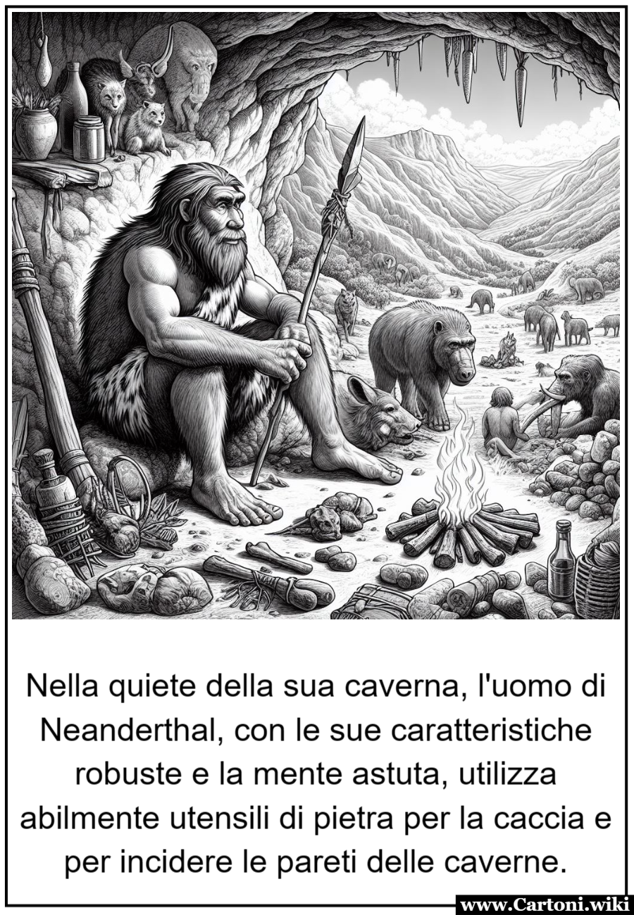 Alla Scoperta dell'Uomo di Neanderthal: Un Viaggio nella Sua Caverna Questo disegno dell'uomo di Neanderthal  un'opportunit di viaggio nel tempo, dove il passato e il presente si intrecciano attraverso il potere dell'arte e della cultura dell'uomo di Neanderthal. - Immagini gratis