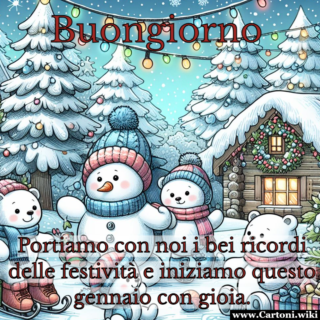 Buongiorno gennaio: frasi e immagini per dare il benvenuto al nuovo mese. Ben arrivato, gennaio! Che tu porti con te la promessa di giorni luminosi e nuove opportunit. Questa breve, ma potente, frase incarna lo spirito accogliente di gennaio, invitandoci a lasciarci alle spalle le tracce dell'anno passato e ad abbracciare con gioia l'incerto ma promettente futuro che ci attende.  il momento perfetto per riflettere, pianificare e lasciare spazio a nuove avventure. - Immagini gratis