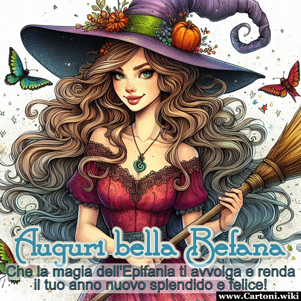 Auguri bella Befana Auguri bella Befana che la magia dell'Epifania ti avvolga e renda il tuo anno nuovo splendido e felice! - Immagini gratis