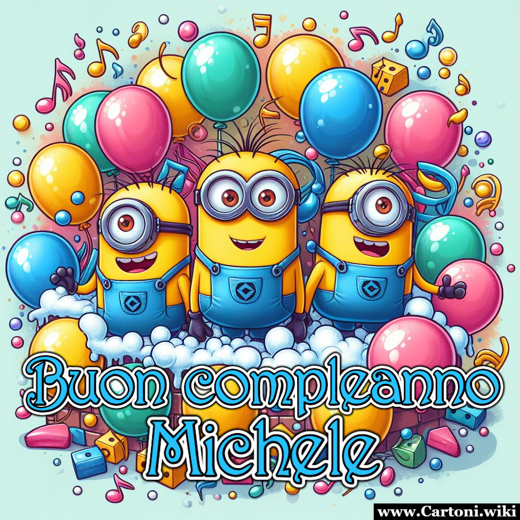 Buon Compleanno Michele: Un'Esplosione di Gioia con i Minions Buon Compleanno Michele! Che questa giornata sia un'avventura straordinaria con i Minions, e che l'anno a venire sia colmo di sorprese, gioia e successi. Che il tuo compleanno sia un'esplosione di felicit! - Immagini gratis