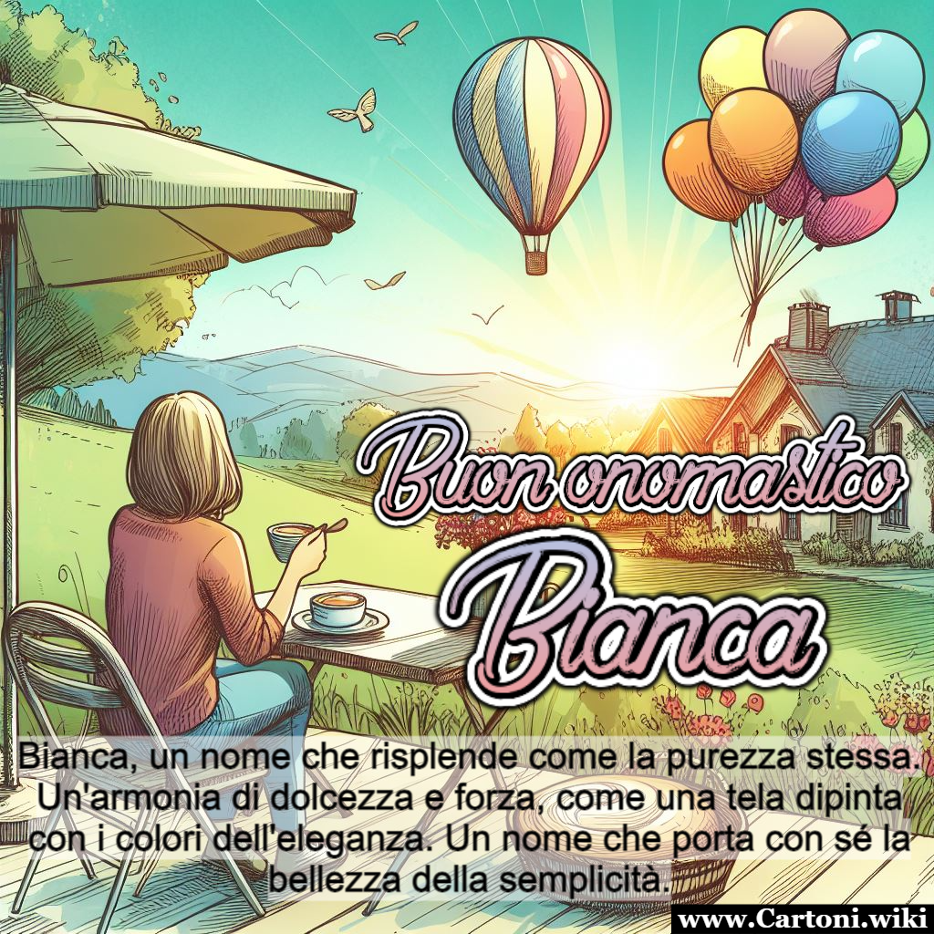 Buon onomastico Bianca con un paesaggio incantato come il tuo nome Immagini di auguri buon onomastico Bianca da condividere il 14 gennaio con tutte le persone che portano questo nome per fare loro una dedica speciale. - Immagini gratis