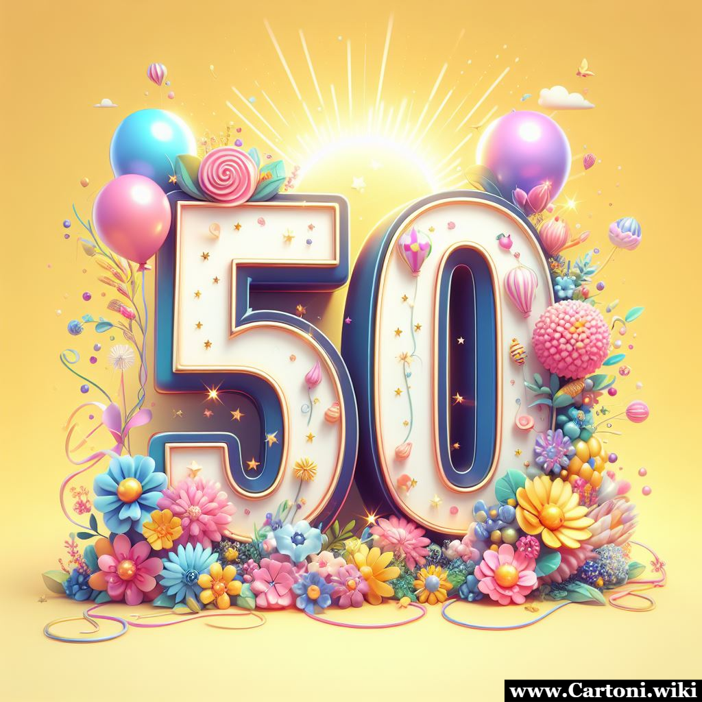 Buon compleanno 50 anni con Palloncini, Fiori e Allegria