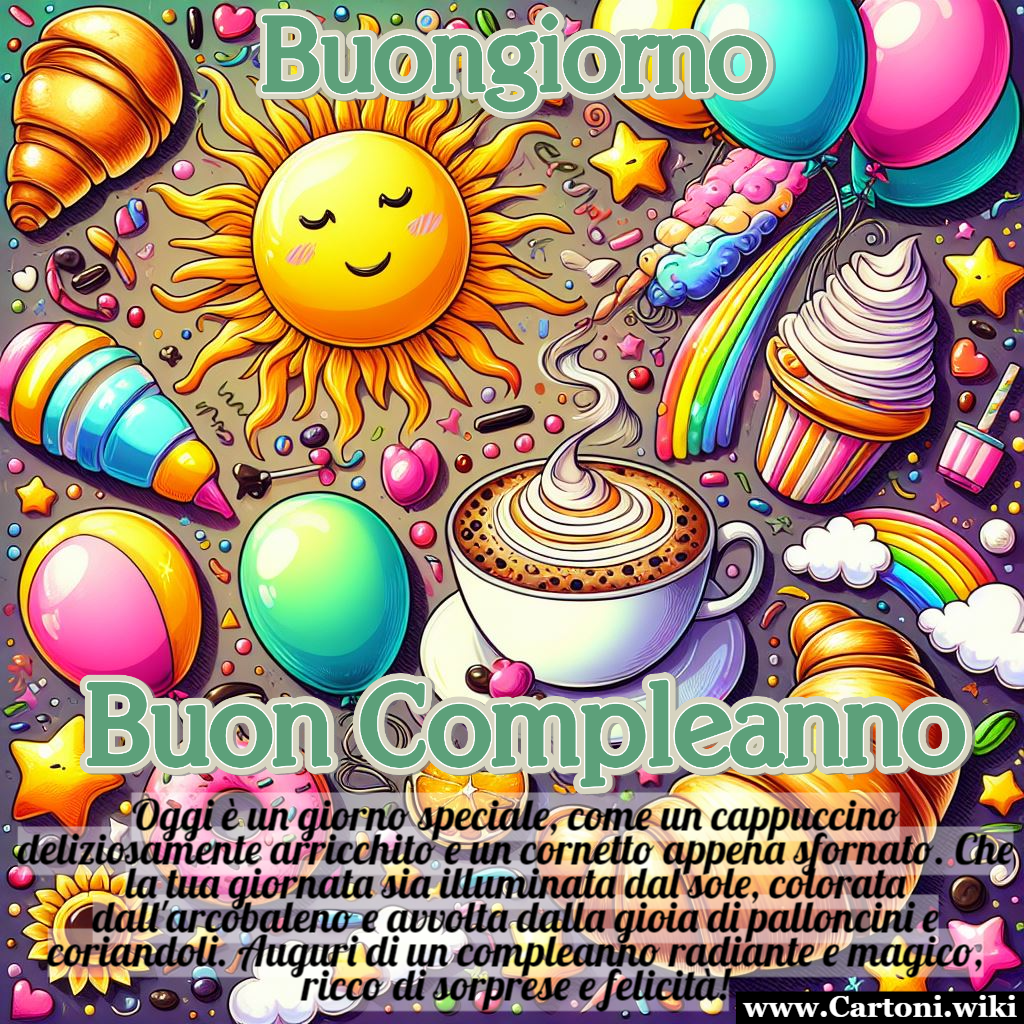 Buongiorno e buon compleanno con delizie e magie