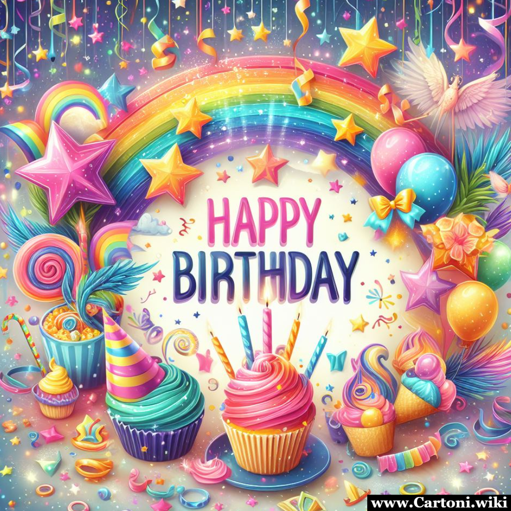 Happy birthday to you Happy birthday con un esplosione di colori palloncini e coriandoli per augurare un buon compleanno in grande stile - Immagini gratis