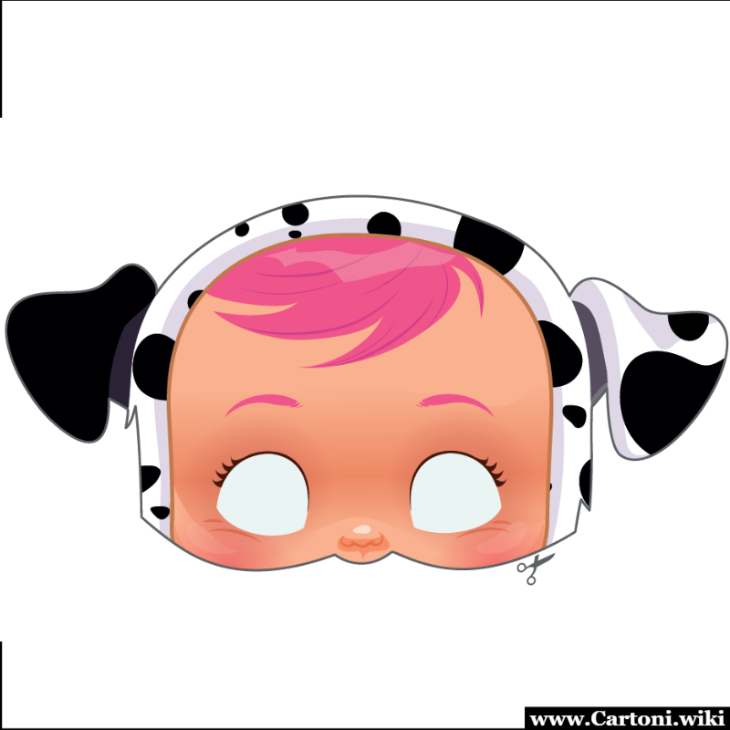 Maschera dalmata dei Cry Babies Maschera dalmata della linea di bambole Cry Babies da stampare e far ritagliare ai bambini per le loro attivit creative. - Immagini gratis