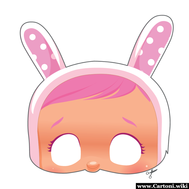 Maschera coniglietto basata sui Cry Babies Maschera Cry Babies con coniglietto da stampare gratis cliccando sul pulsante stampa per le attivit creative dei bambini. - Immagini gratis