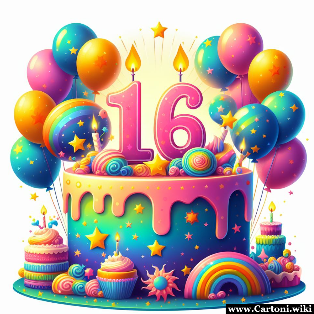 Auguri compleanno 16 anni Immagine buon compleanno 16 anni da personalizzare con nome e dediche speciali. - Immagini gratis