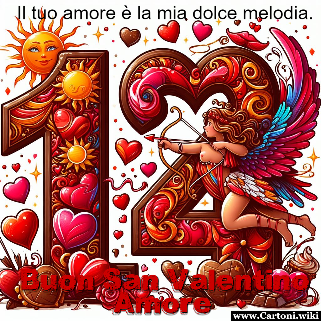 Buon San Valentino Amore sei la mia dolce melodia Buon San Valentino Amore, il tuo Amore  la mia dolce melodia. Immagini con dediche da condividere con la propria fidanzata o fidanzato il 14 febbraio a San Valentino. - Immagini gratis