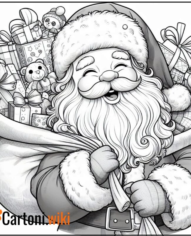 Disegno da colorare di babbo natale facile per bambini da stampare