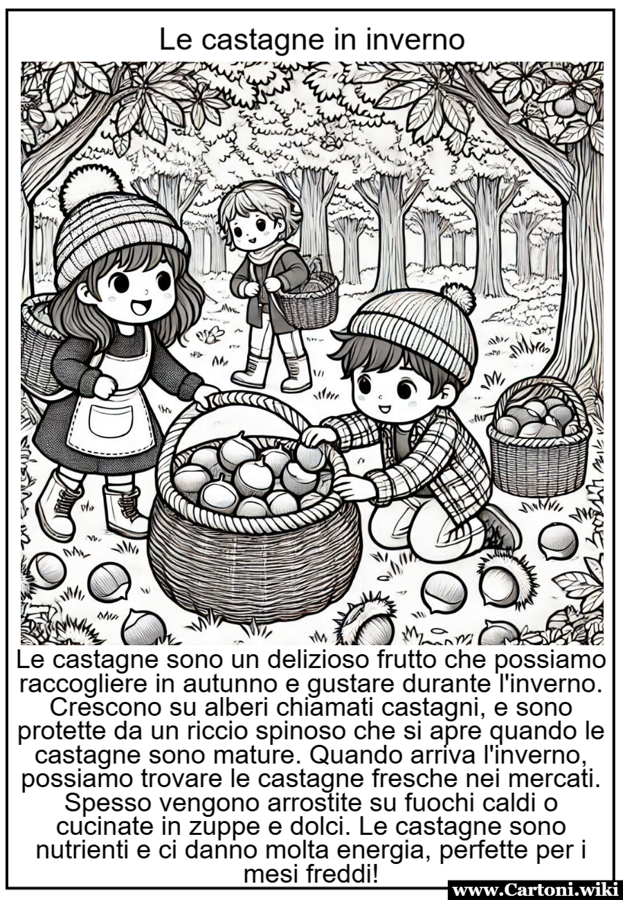 Disegno da colorare: le castagne in inverno