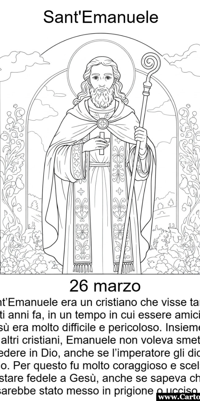 sant'emanuele il santo del 26 marzo disegno da colorare per bambini
