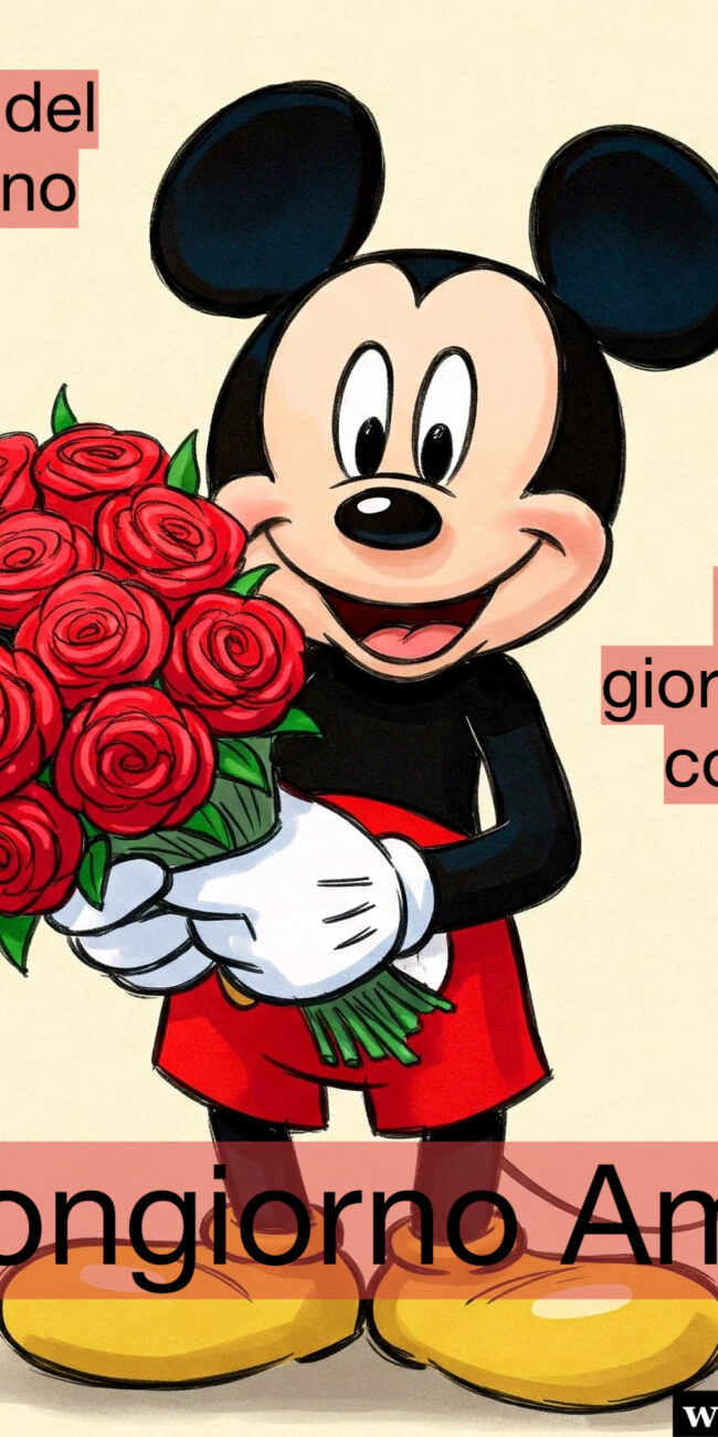 Topolino con frasi di buongiorno Amore